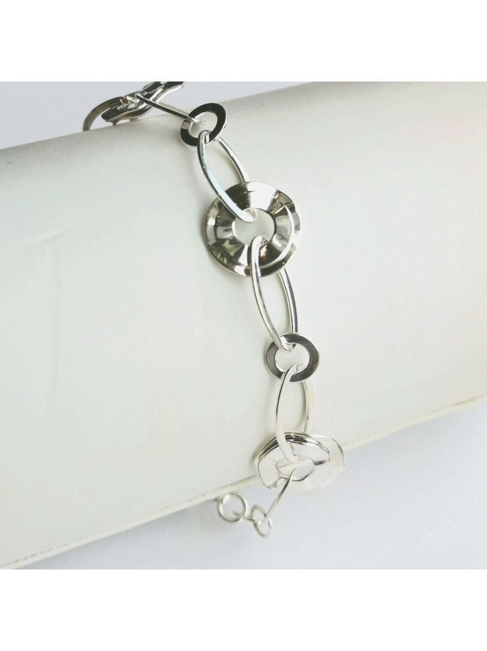 Nwt sterling silver link disc bracelet